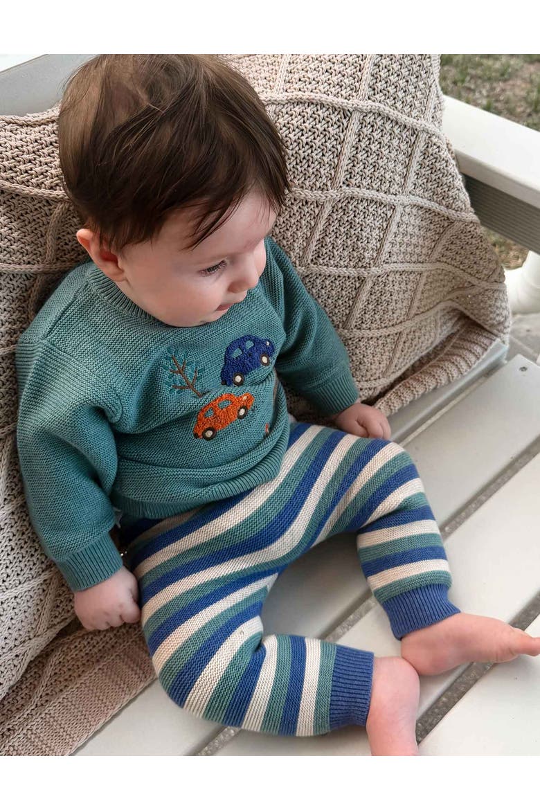 Baby Boy's Knitted Legging, Alternate, color, Duck Egg Stripe