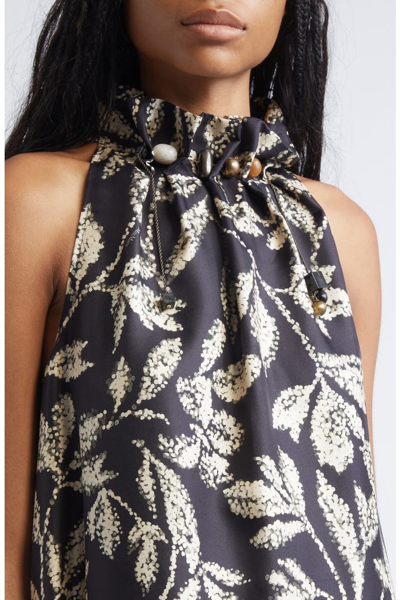 Print Silk Twill Maxi Dress, Alternate, color, BLACK