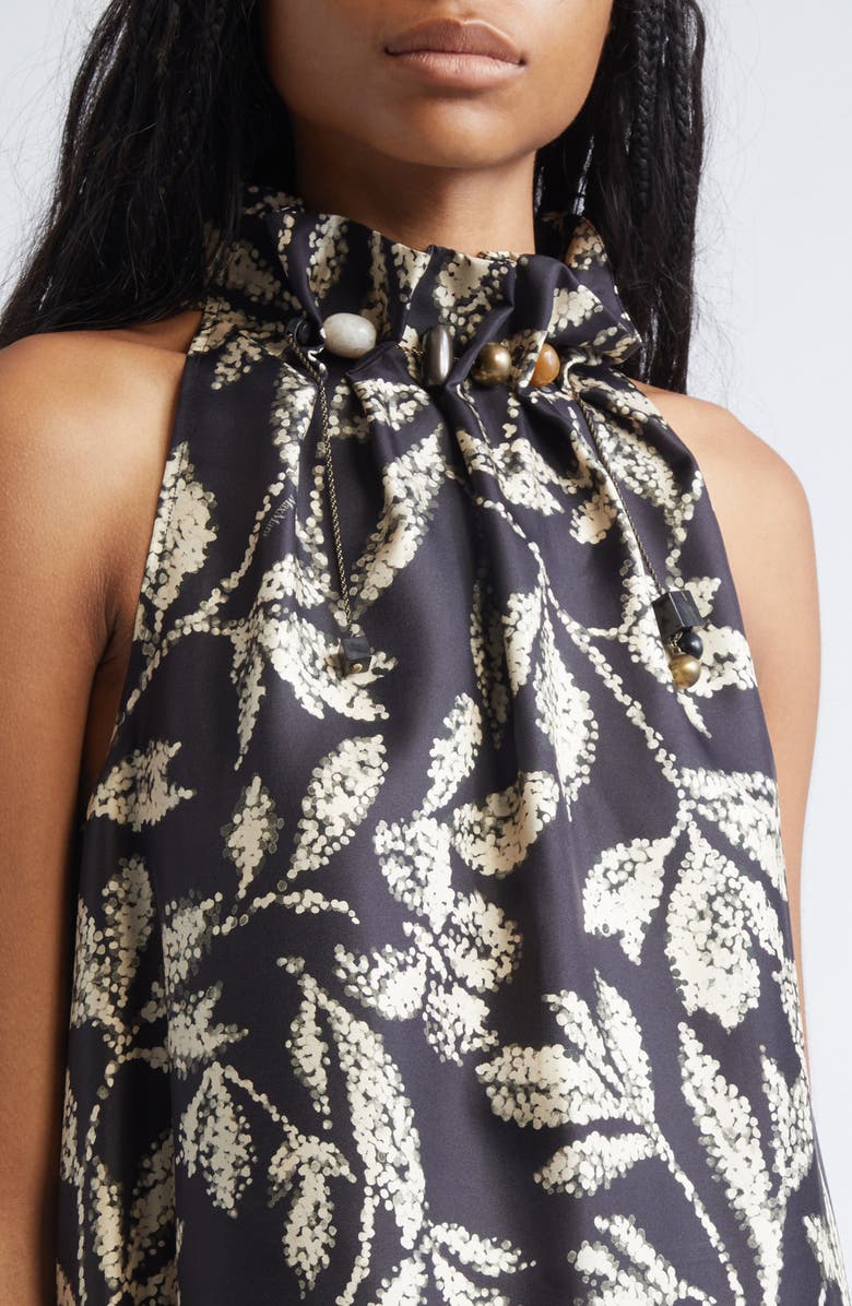 Max Mara Print Silk Twill Maxi Dress, Alternate, color, Black