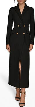 Donna Karan New York Double Breasted Long Sleeve Crepe Blazer Gown