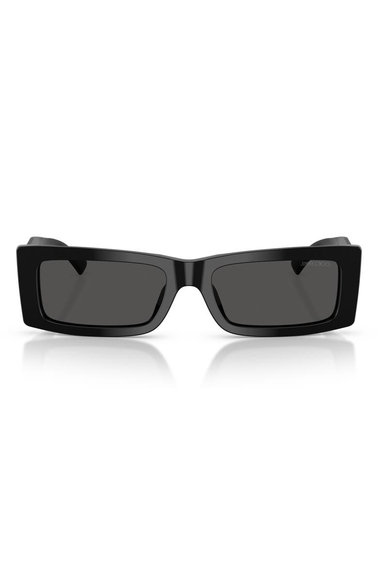 Jimmy Choo Lennon 54mm Polarized Rectangular Sunglasses, Main, color, Black/ Dark Grey
