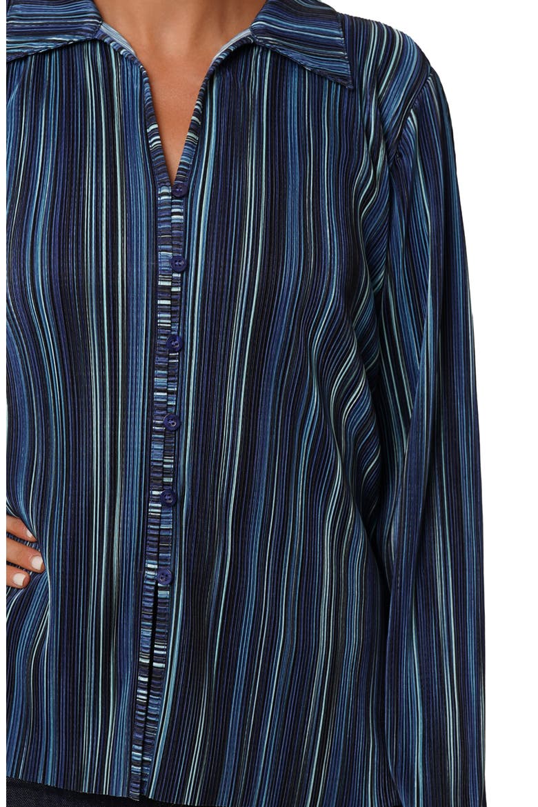 Plissé Button-Up Shirt, Alternate, color, TEAL COMBO