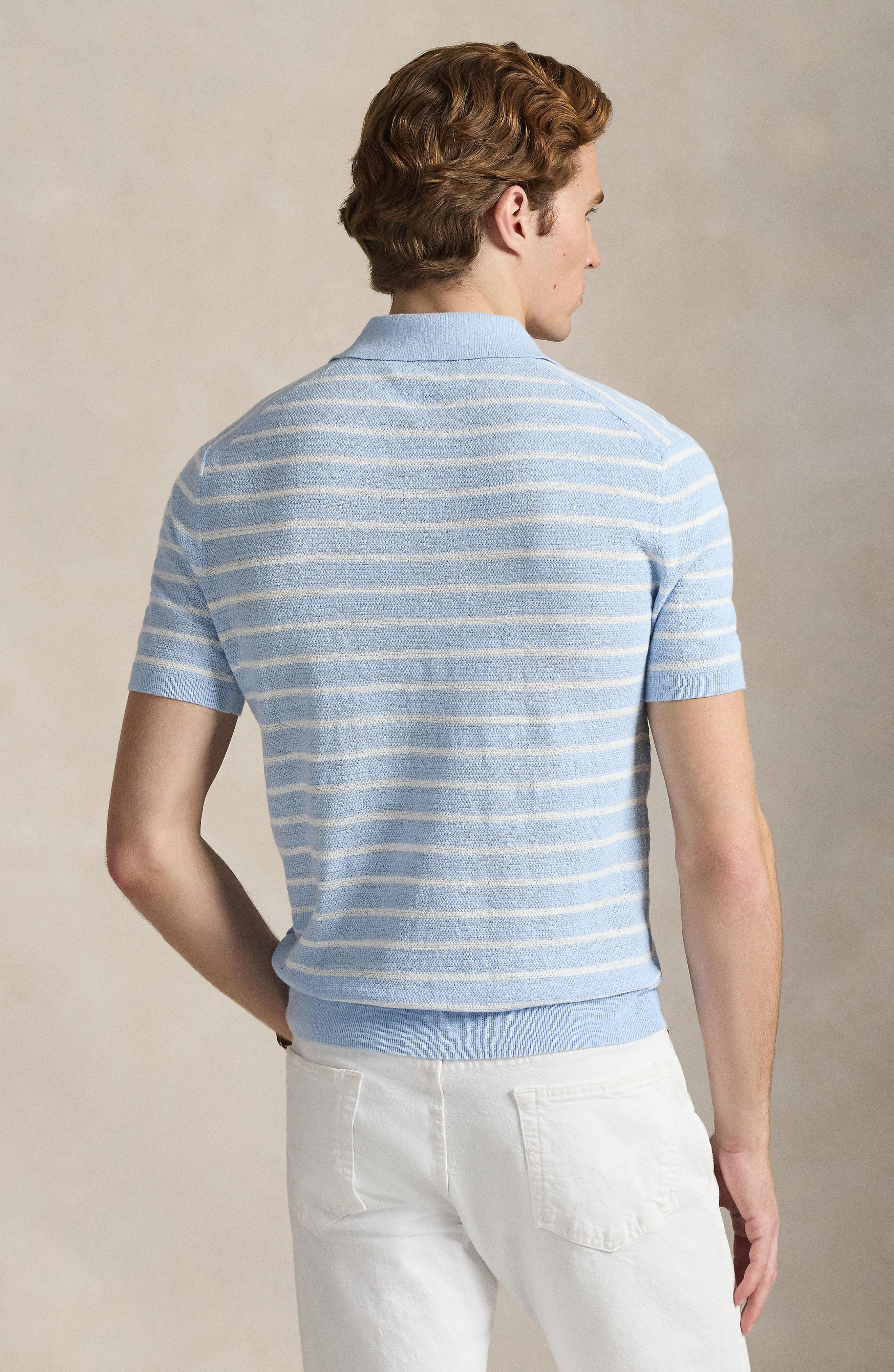 Polo Ralph Lauren Stripe Cotton & Linen Polo Sweater (Men) | Nordstrom