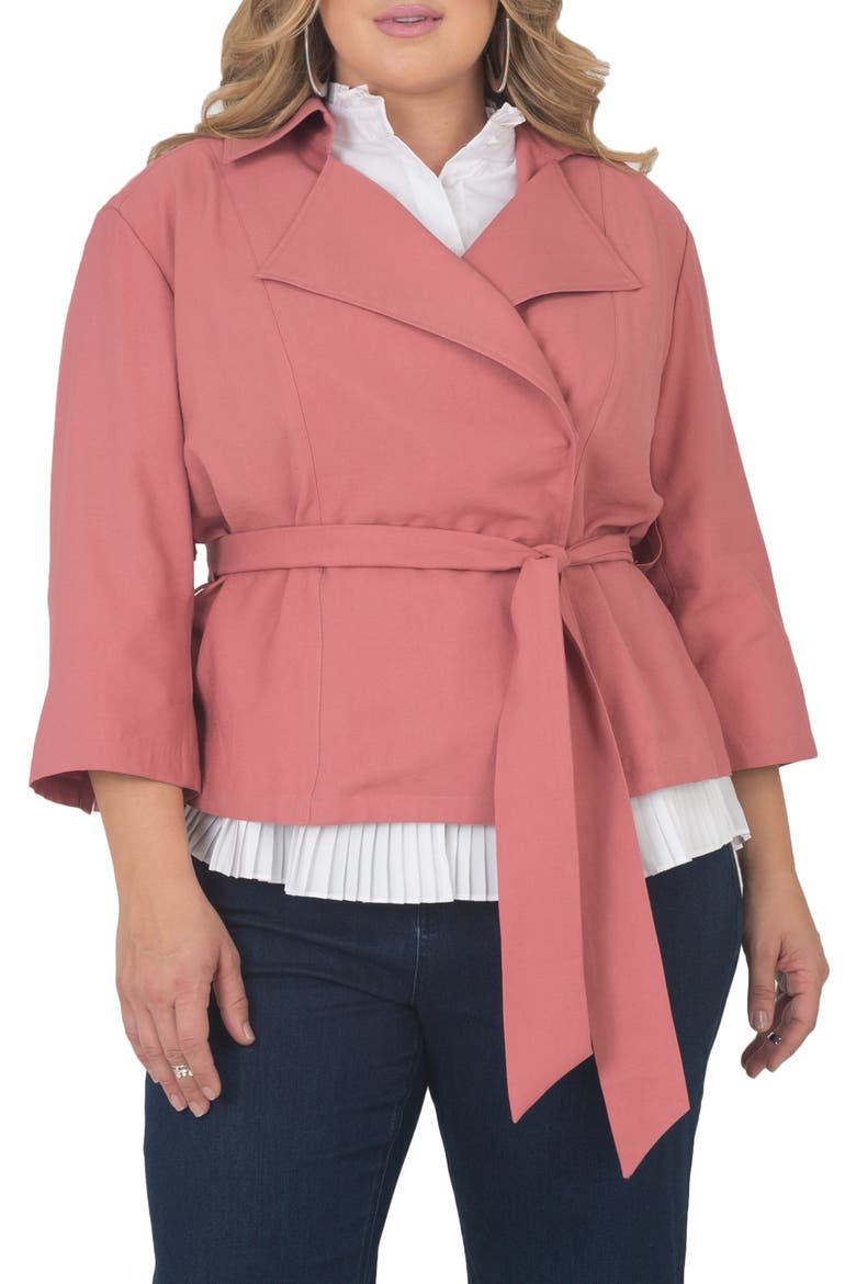 Belted Crop Jacket, Main, color, PINK