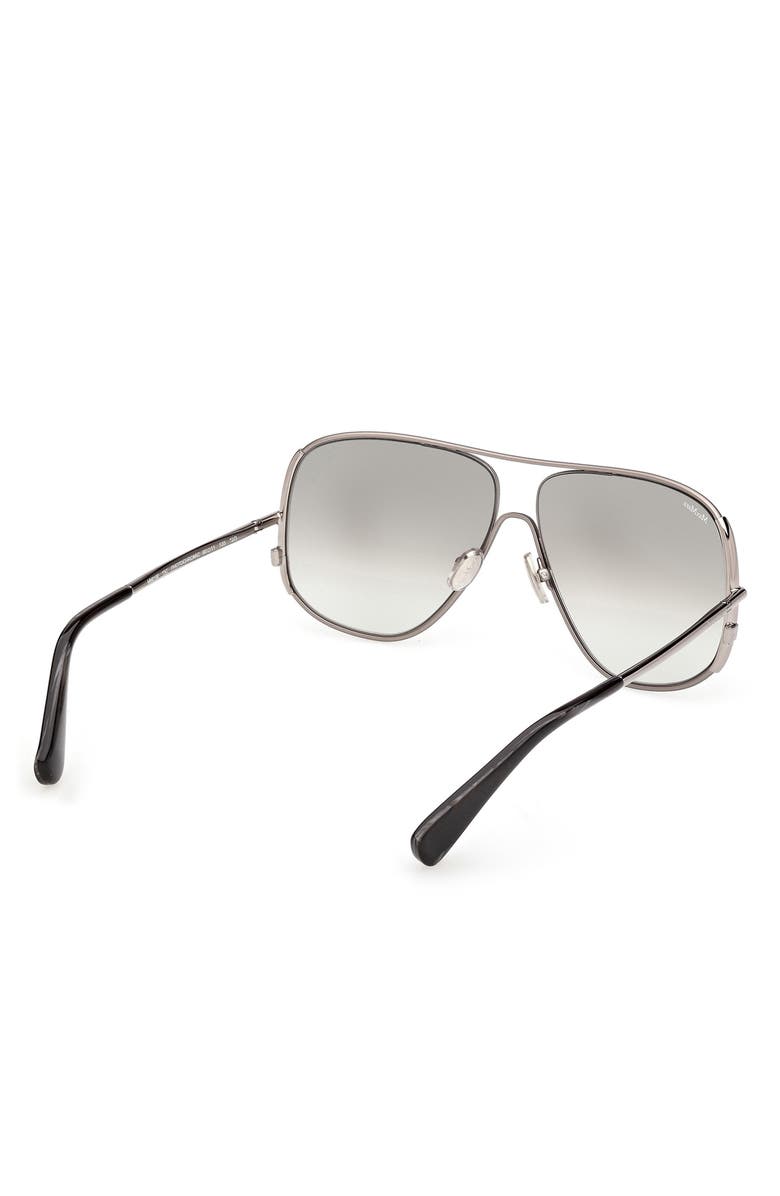 Max Mara 60mm Pilot Sunglasses, Alternate, color, Ruthenium Black Horn / Smoke