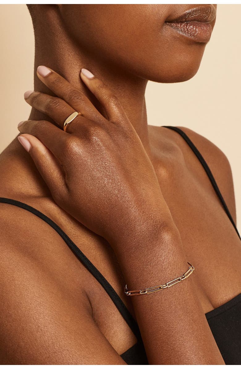 Oradina 14K Yellow Gold Venice Alternating Link Bracelet, Alternate, color, Yellow Gold