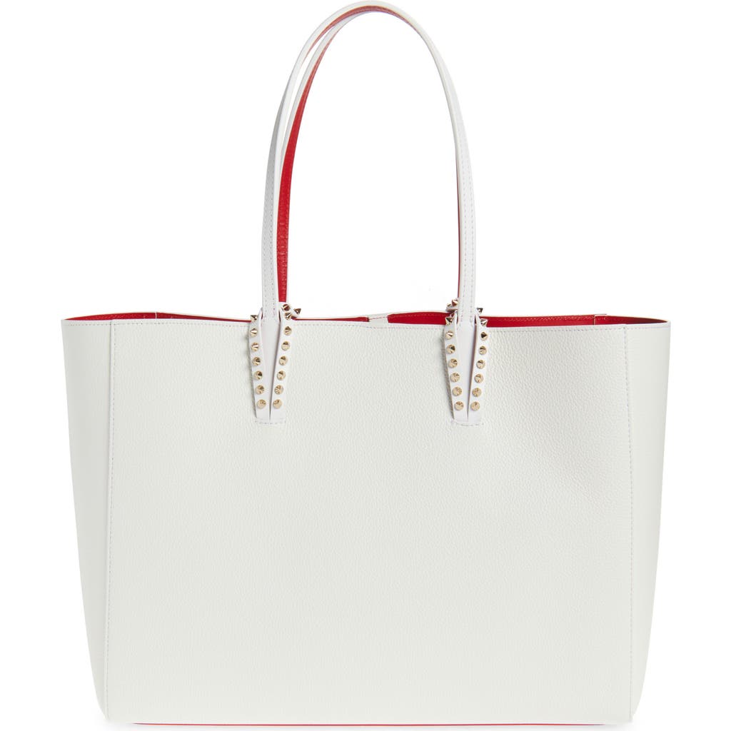Christian Louboutin Large Cabata Soft Leather Tote Bag In Bianco/gold