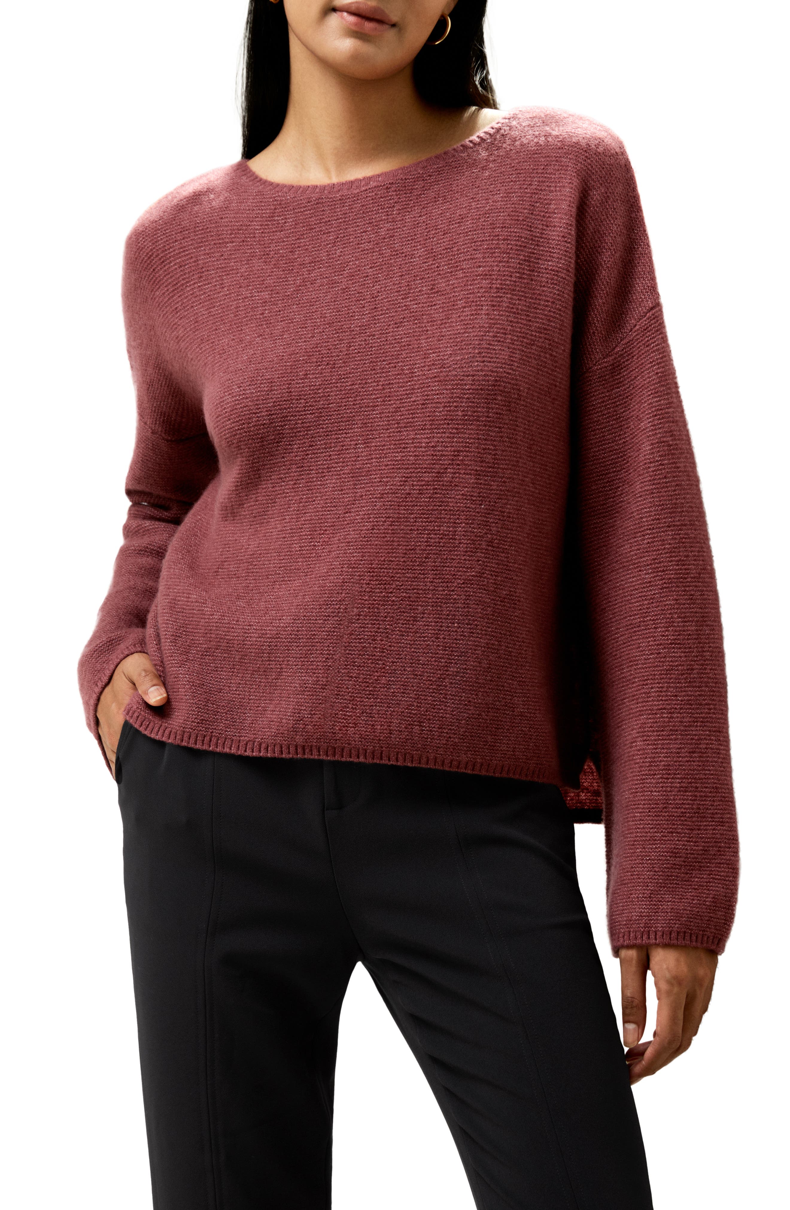 Relaxed Fit Drop-Shoulder Silk Cashmere Blend Sweatshirt - image 3