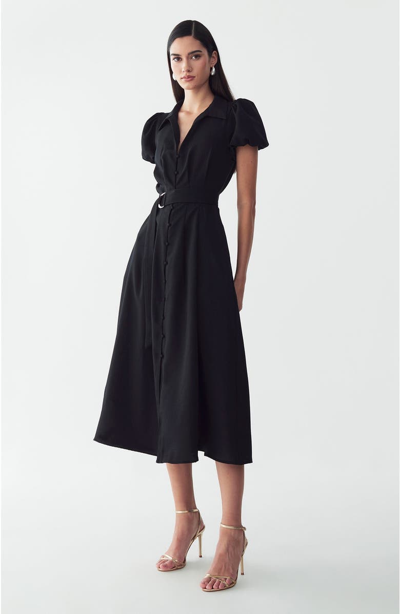 WILLA Eliza Midi Dress, Alternate, color, Black