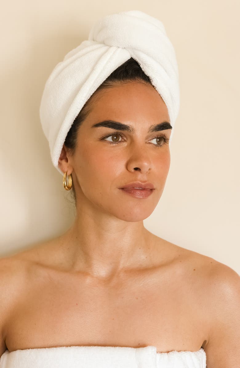 Cozy Earth Luxe Hair Towel, Alternate, color, White
