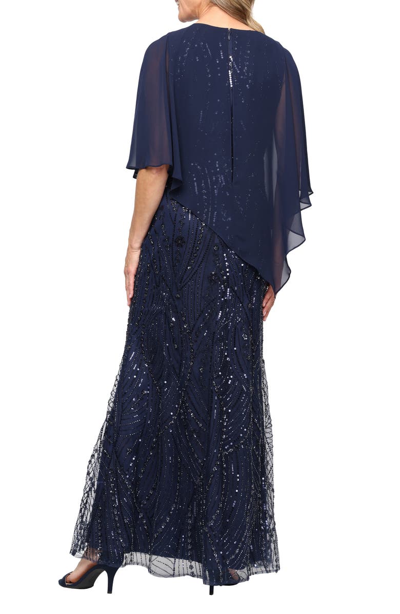 SL FASHIONS Embellished Chiffon & Mesh Gown, Alternate, color,