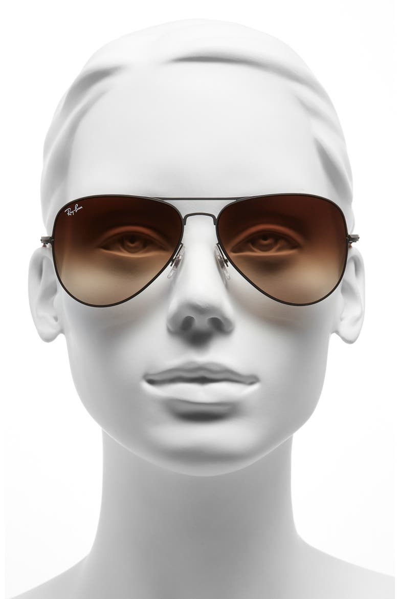58mm Steel Aviator Sunglasses, Alternate, color, GUNMETAL