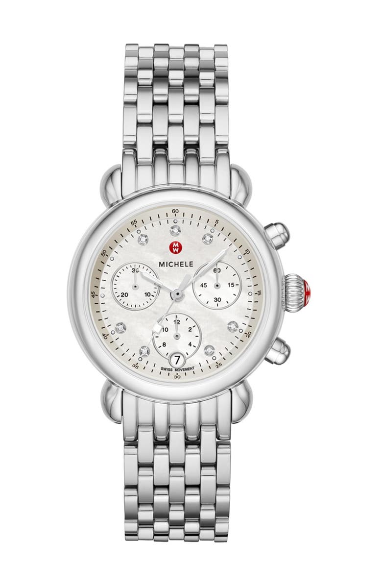 MICHELE Women's Stainless CSX36 Watch, 36 MM - 0.02ctw, Main, color, 