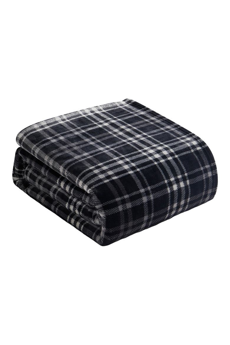 Camper Plaid Throw Blanket - 50" x 70", Main, color, BLACK