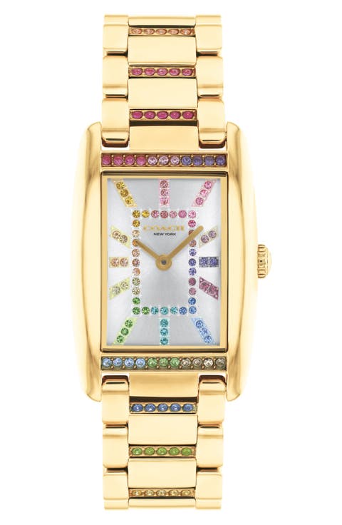 Reese Crystal Rectangular Bracelet Watch, 24mm