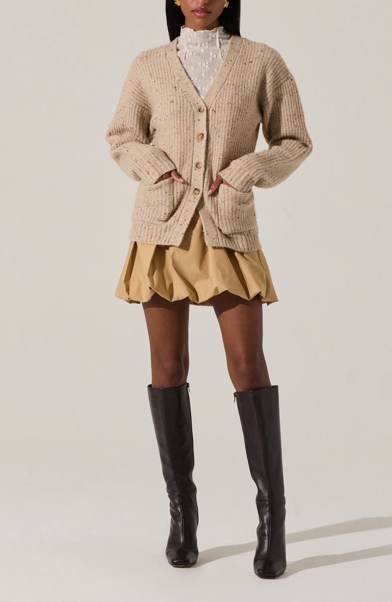 ASTR the Label Saffi V-Neck Cardigan, Alternate, color, Oatmeal Multi