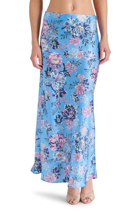 Floral Satin Trumpet Skirt