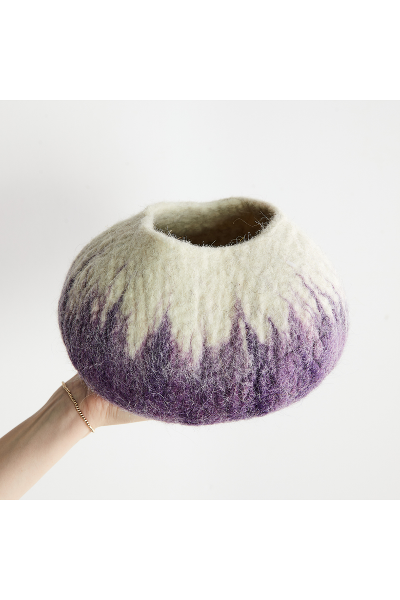Violet Purple Decorative Wool Ukhamba Bowl - Set of 3, Alternate, color, Purple