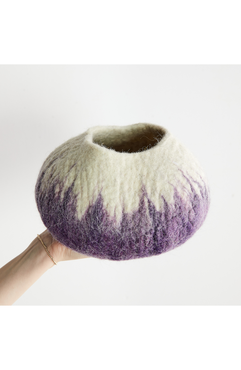 kanju Interiors Violet Purple Decorative Wool Ukhamba Bowl - Set of 3, Alternate, color, Purple