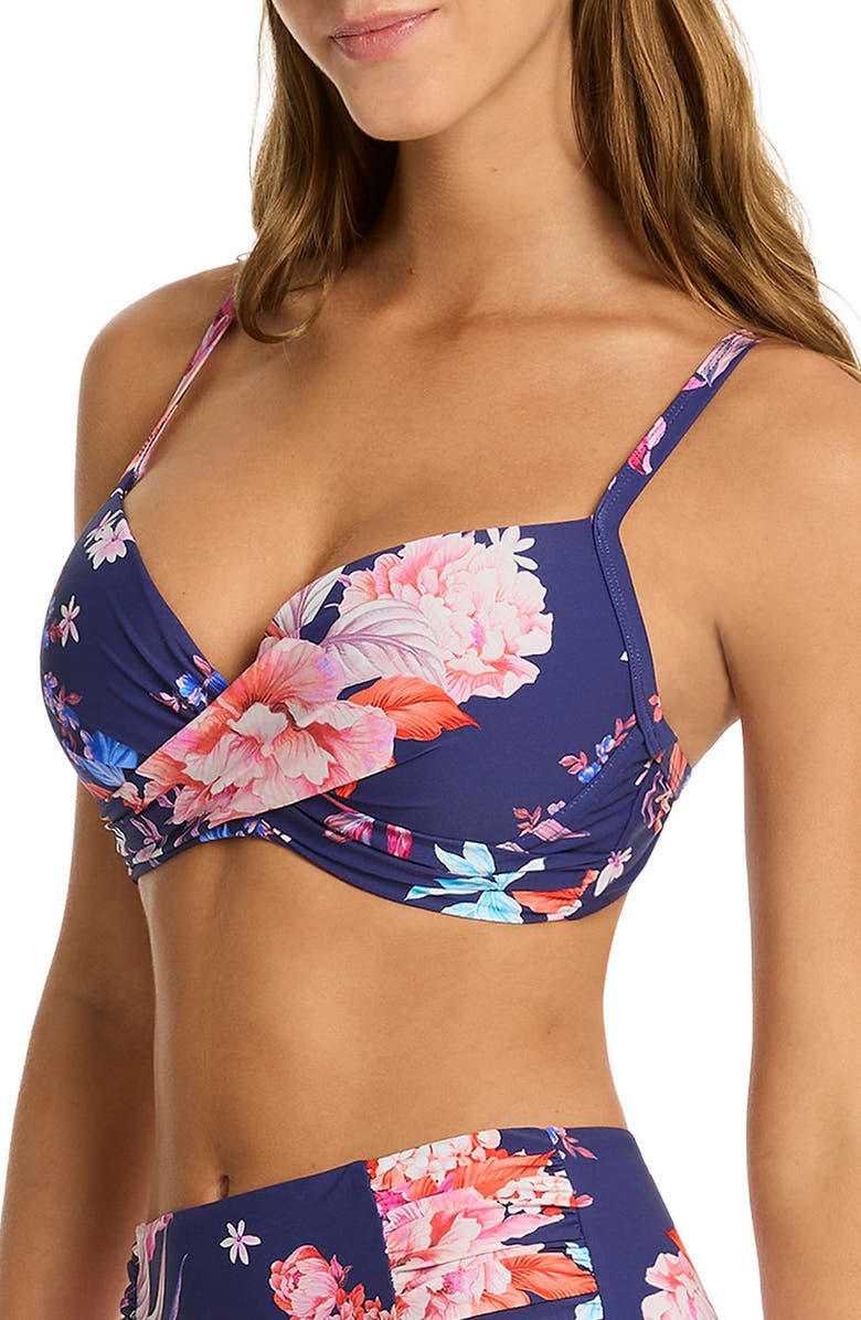 Sea Level Indochine Crossover Bikini Top, Alternate, color, French Navy