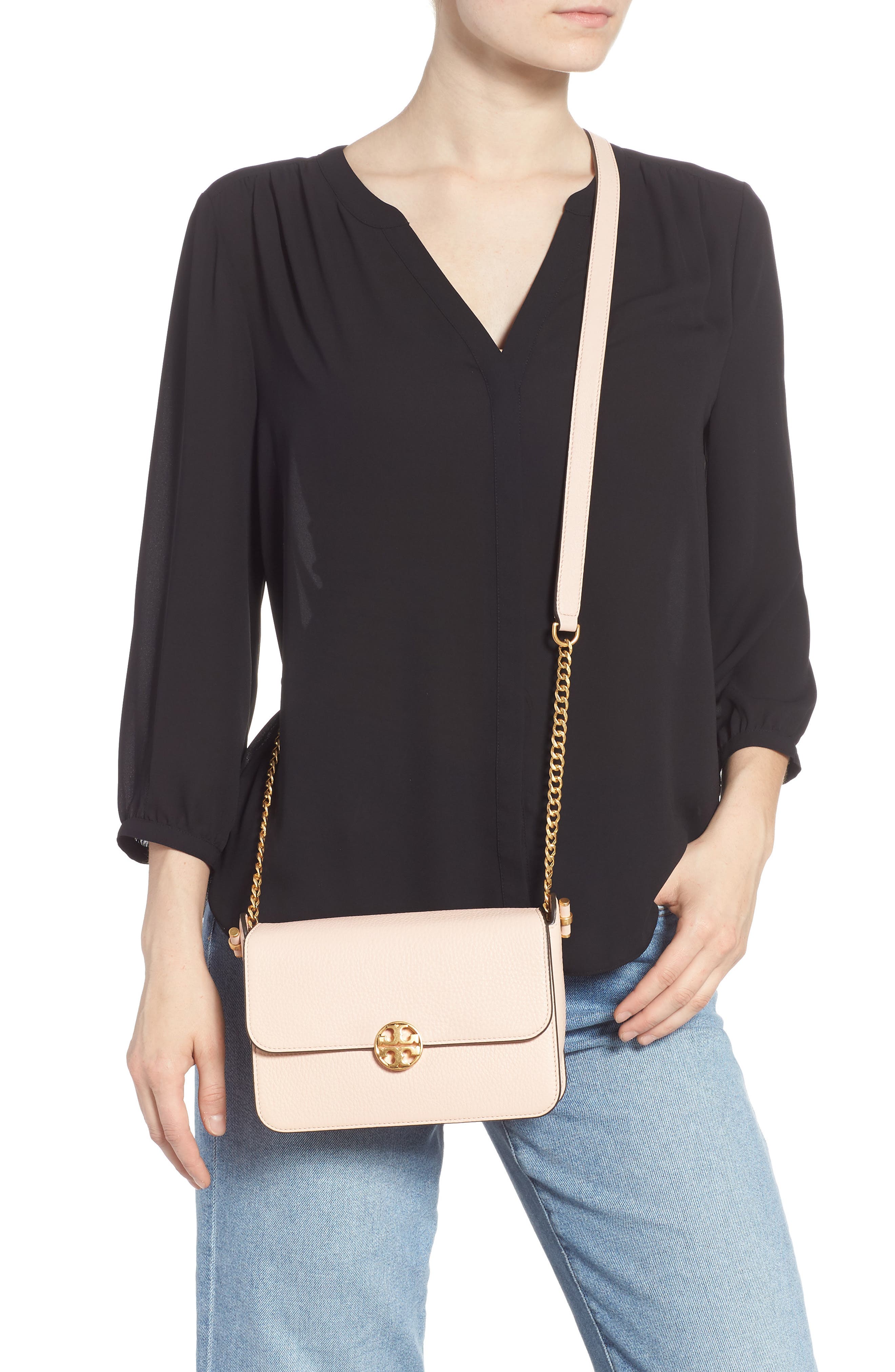 Chelsea Leather Crossbody Bag, Alternate, color, PALE APRICOT