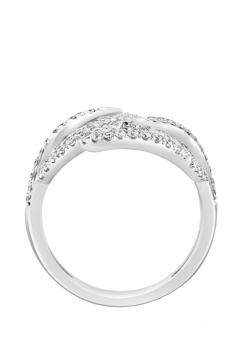 Crisscross Baguette Diamond Ring in White Gold, Alternate, color, Hematite and FW Blush Pearl