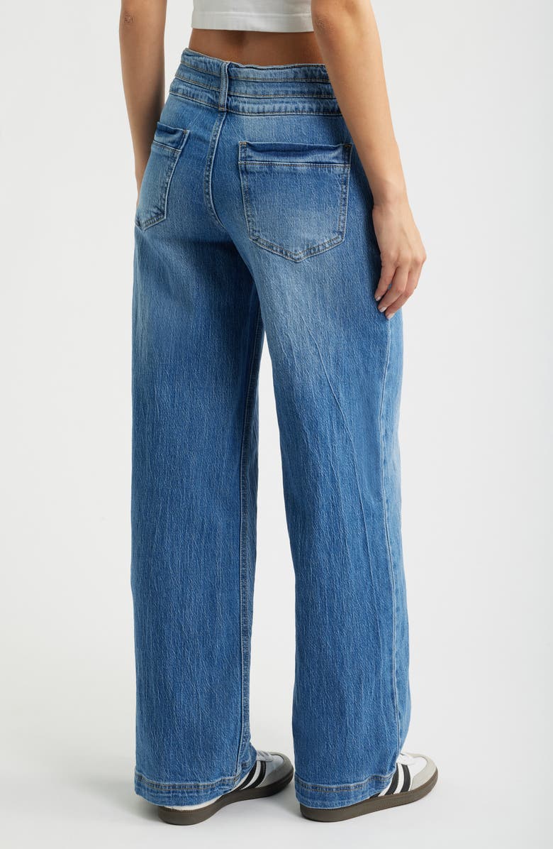 YMI Bella Triple Button Low Rise Wide Leg Jeans, Alternate, color, Medium Blue