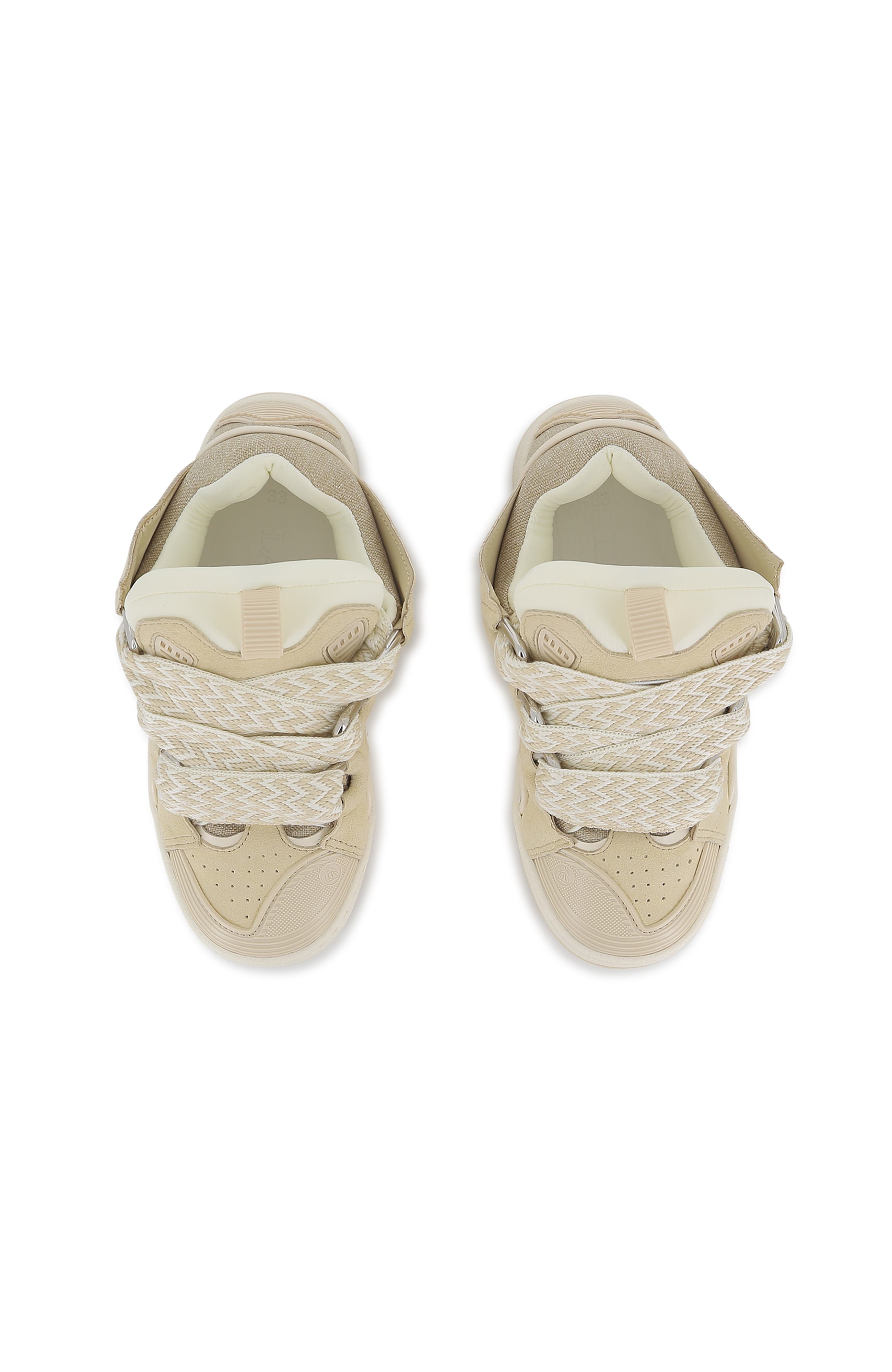 Lanvin Kids Curb Sneakers With Laces, Alternate, color, Beige