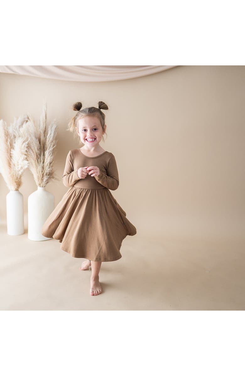 Kyte BABY Coffee Long Sleeve Twirl Dress, Alternate, color,