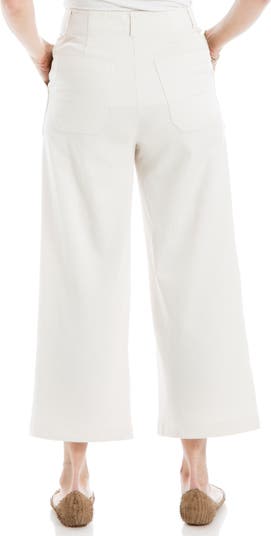 MAX STUDIO Wide Leg Crop Cotton Piqué Pants | Nordstromrack