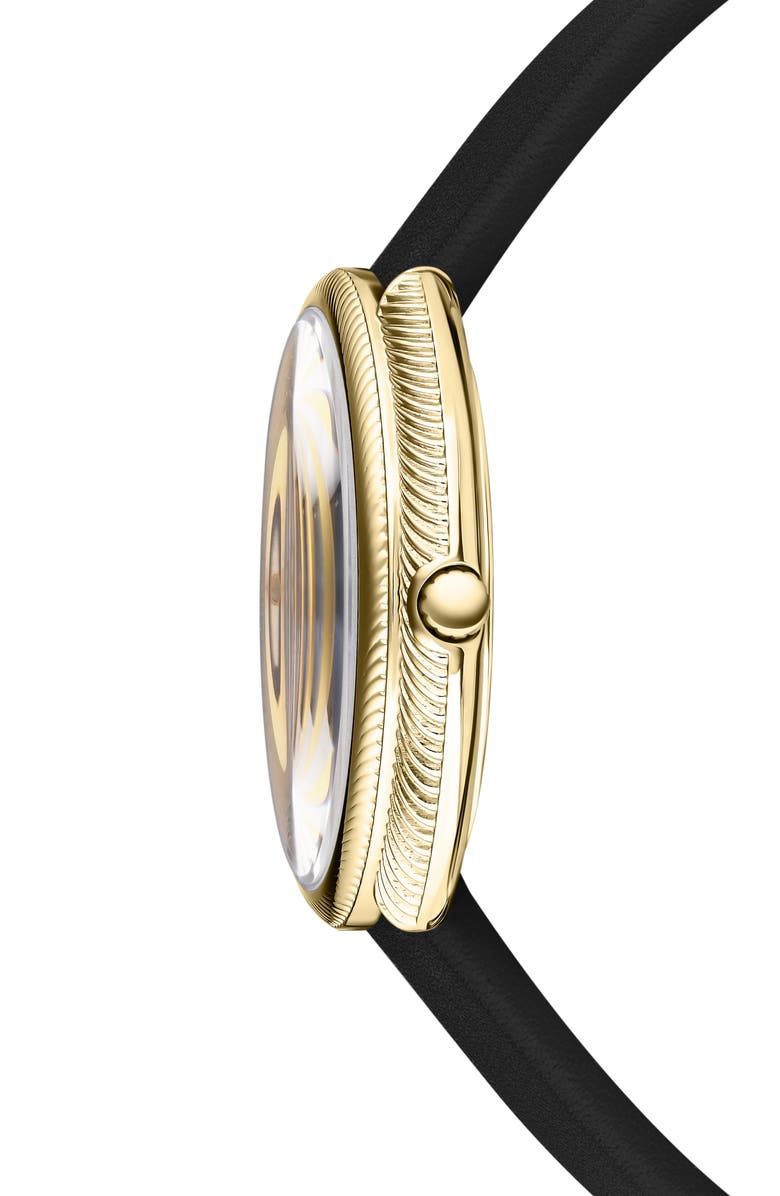 Versace Leather Strap Watch, 38mm, Alternate, color, 