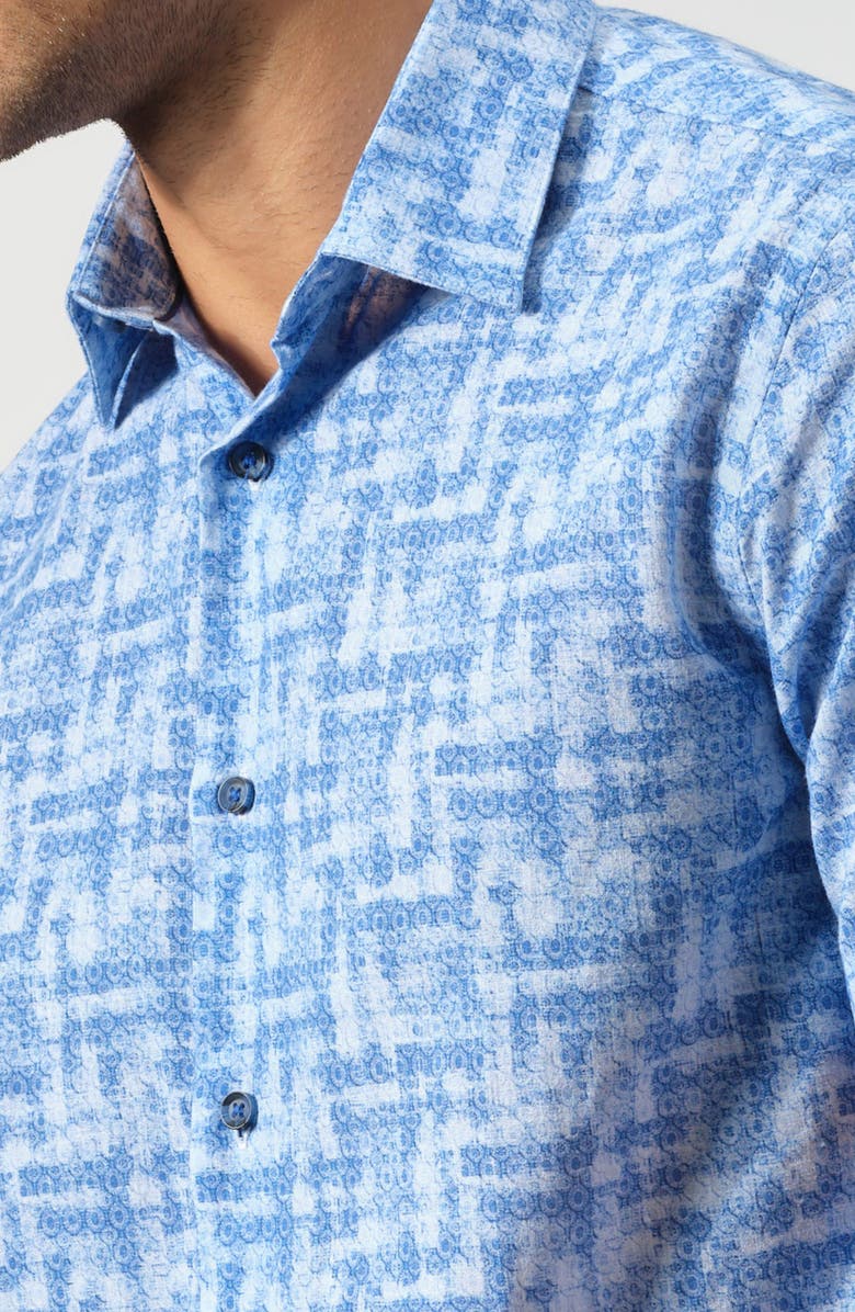 STUDIO GARNET LOS ANGELES Linen & Cotton Blend Button-Up Shirt, Alternate, color, Lake