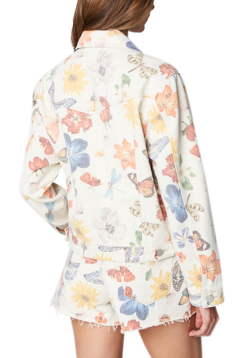 Botanical Print Denim Trucker Jacket, Alternate, color, ONE WITH NATURE