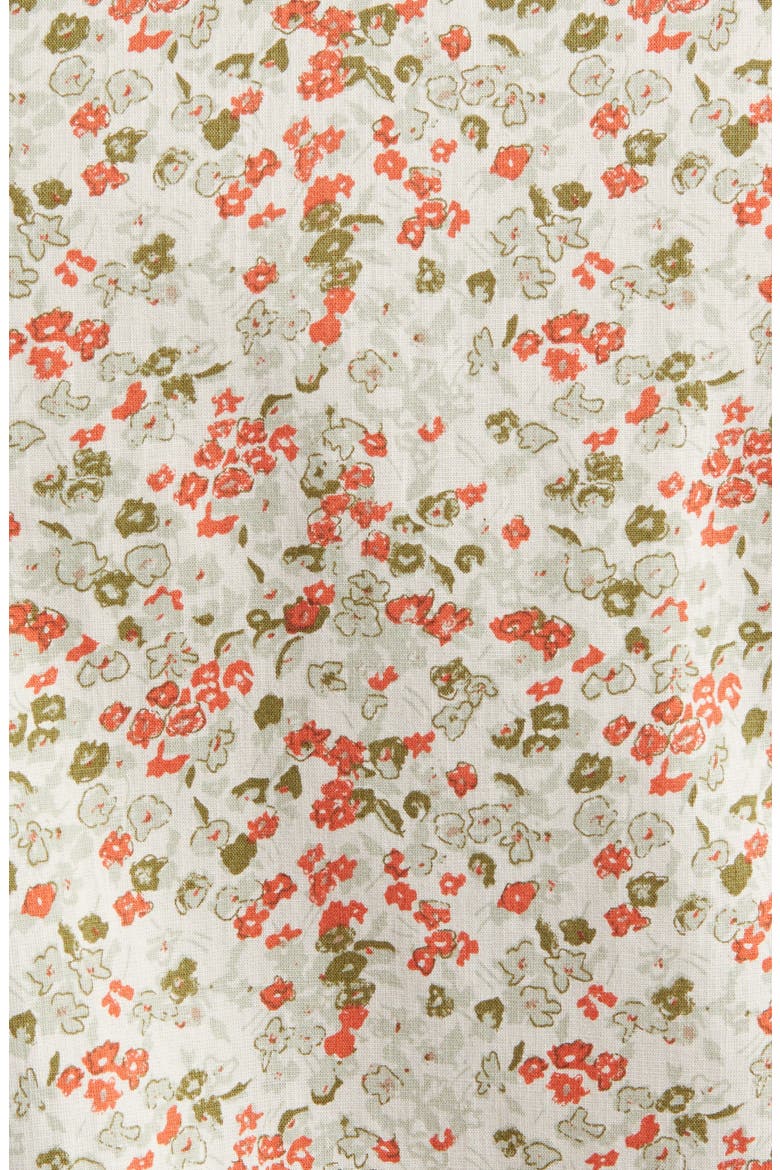 Trim Fit Floral Short Sleeve Stretch Cotton & Linen Button-Down Shirt, Alternate, color, GREY OWL FLORAL DITSY