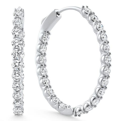4Ct Diamond Hoops 14k Gold Women's Lab Grown Earrings 30mm Tall