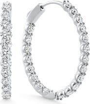 Bliss Diamond 4Ct Diamond Hoops 14k Gold Women's Lab Grown Earrings 30mm Tall