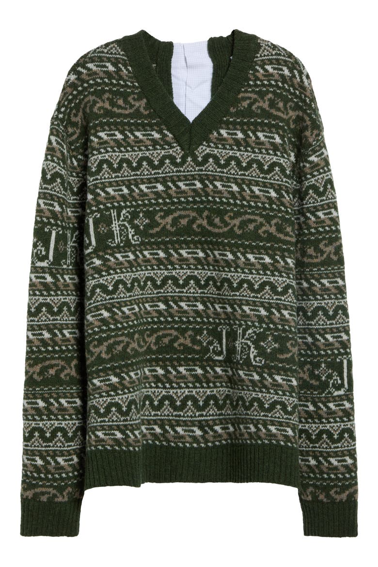 Kair Fair Isle Wool Sweater, Main, color, GREEN