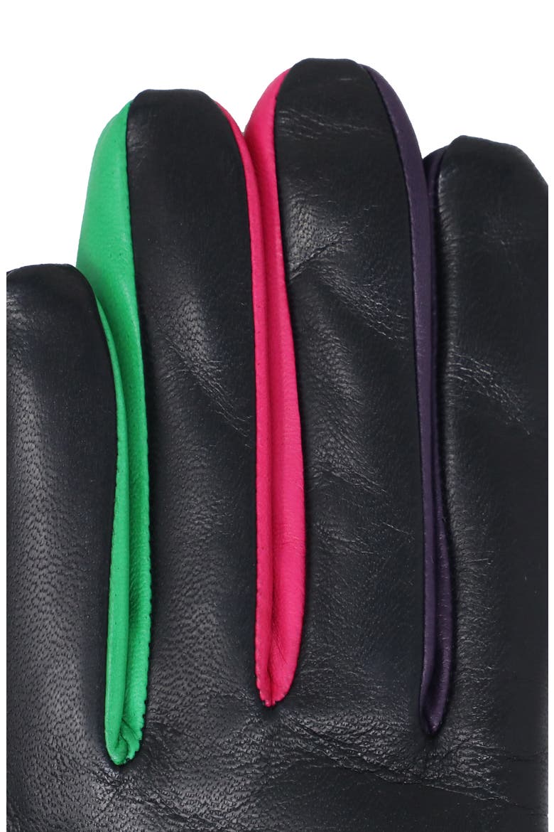 Cashmere Lined Leather Gloves, Alternate, color, BLACK/ COLORS