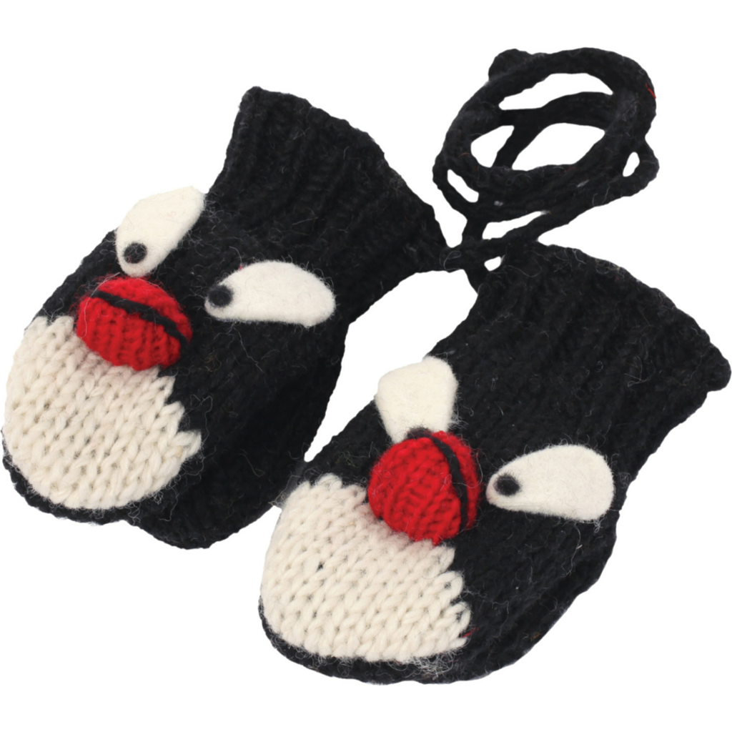 Nirvanna Designs Penguin Mittens In Black