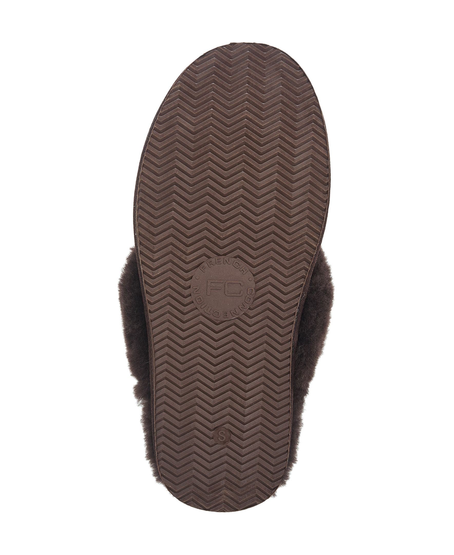 Gens Fur Band Open Slipper, Alternate, color, Chocolate