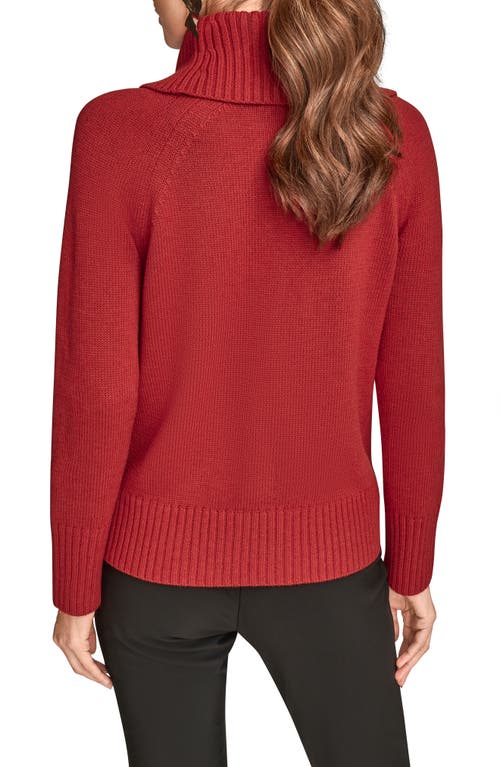 Donna Karan New York Asymmetric Zip Collar Sweater In Red
