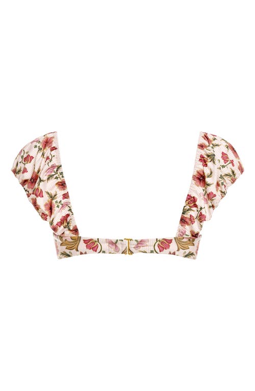 Agua Bendita Lupita Cap Sleeve Bikini Top In Neutral