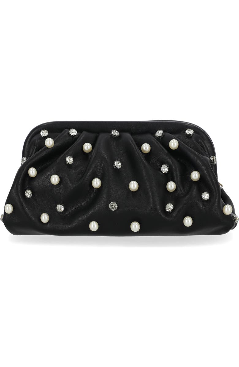 Jessica McClintock Violetta Studded Clutch, Main, color, Black