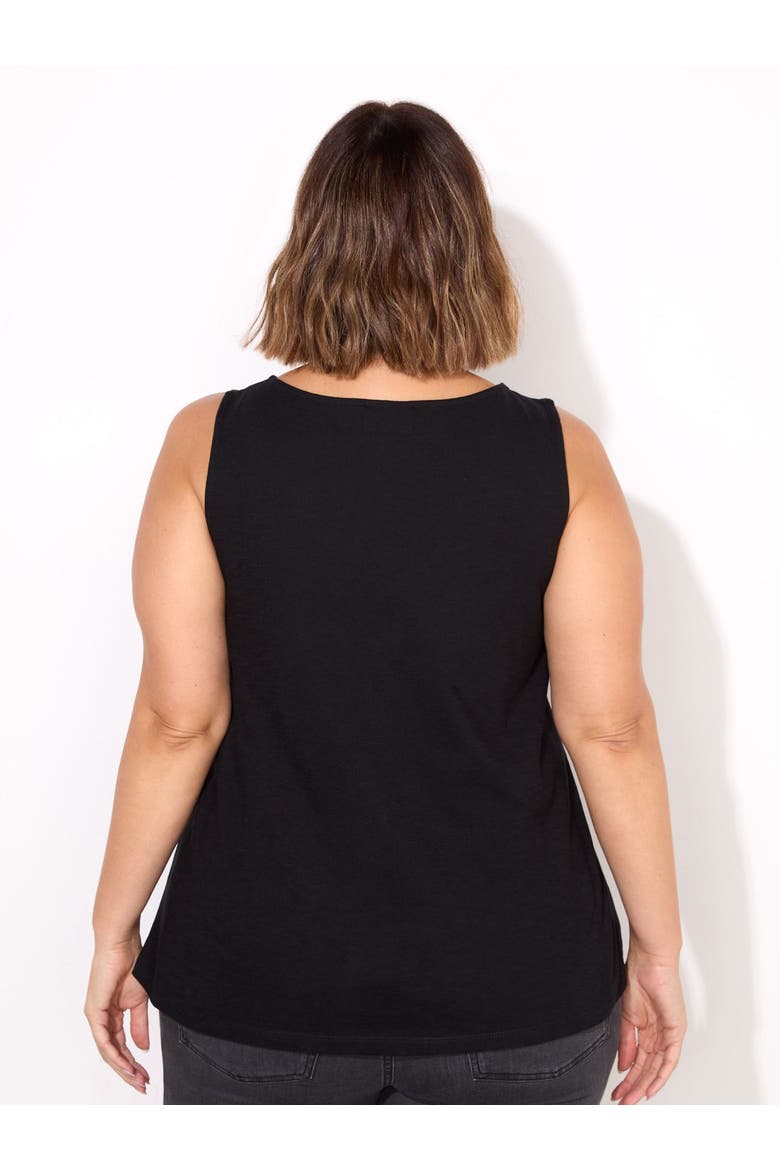 Round Cotton Slub Neck Vest, Alternate, color, Black