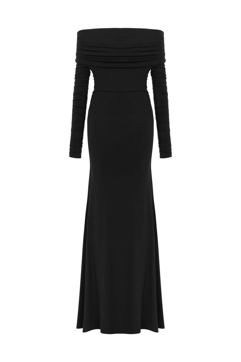 Off-The-Shoulder Maxi Dress, Alternate, color, Black