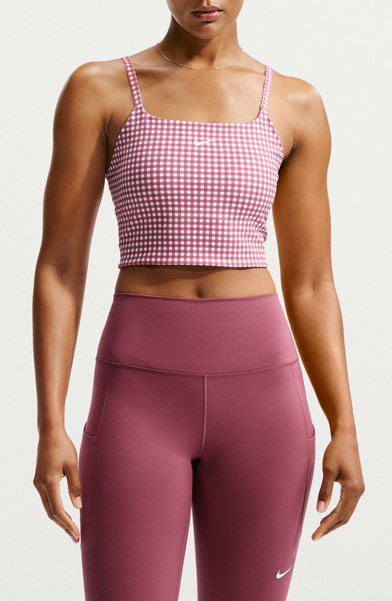 One Dri-FIT Padded Longline Gingham Sports Bra