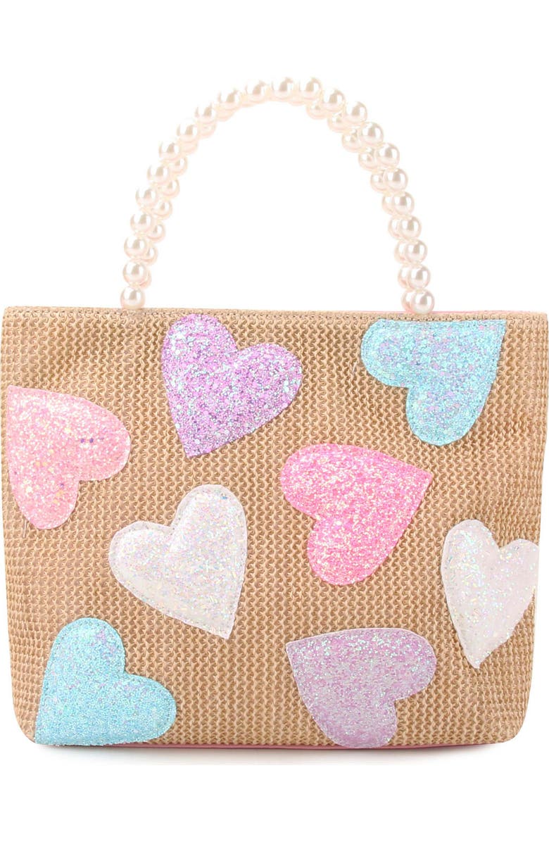 OMG Accessories Kids' Heart Straw Tote, Main, color,