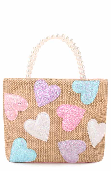 OMG Accessories Kids' Heart Straw Tote
