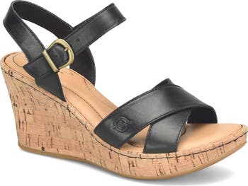 【韓国ブランド】25SS / ELBORN Rory Wedge Heel BCBG Tan Leather Open Toe Rattan Wedge Heel Sandals Size 6.5