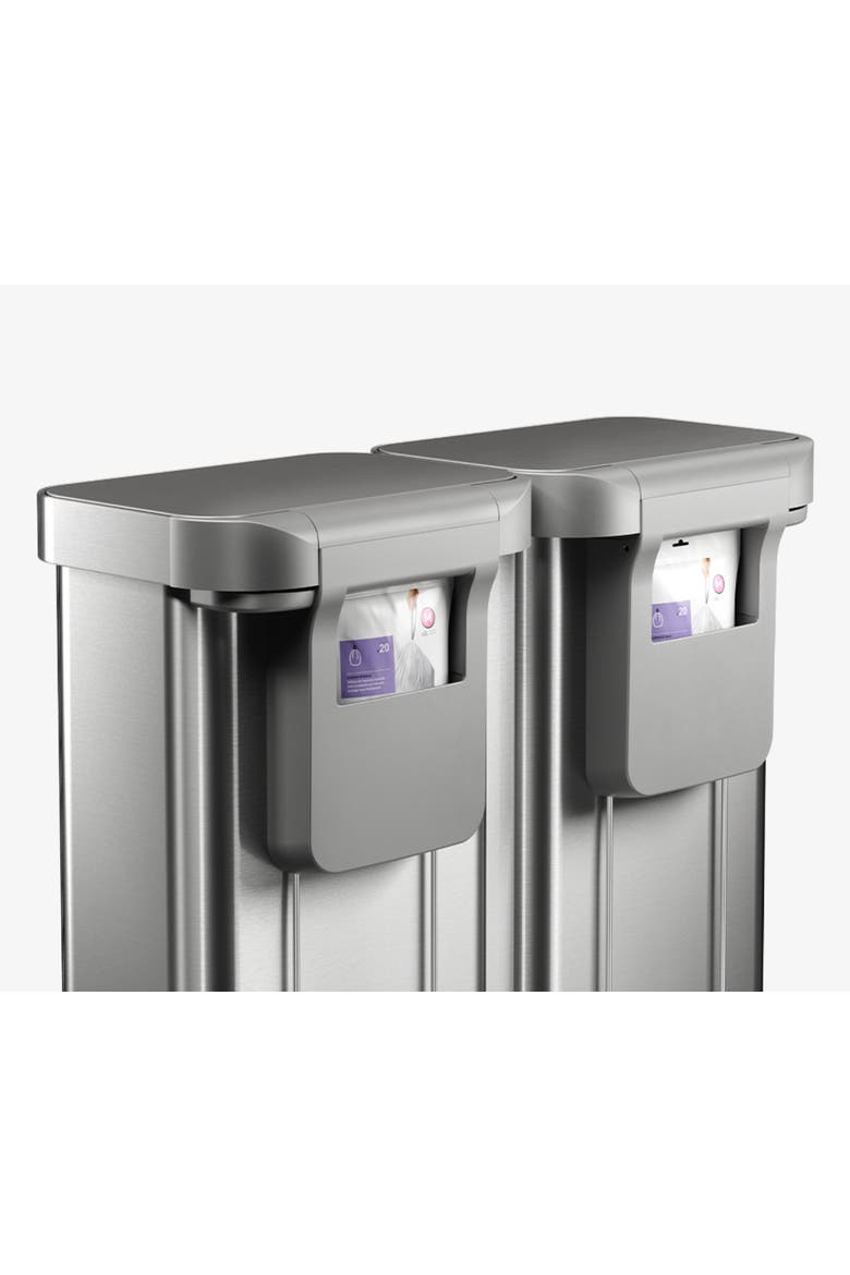 90L Step Recycler Brushed Stainless Steel With Grey Plastic Lid, Alternate, color, Brushed